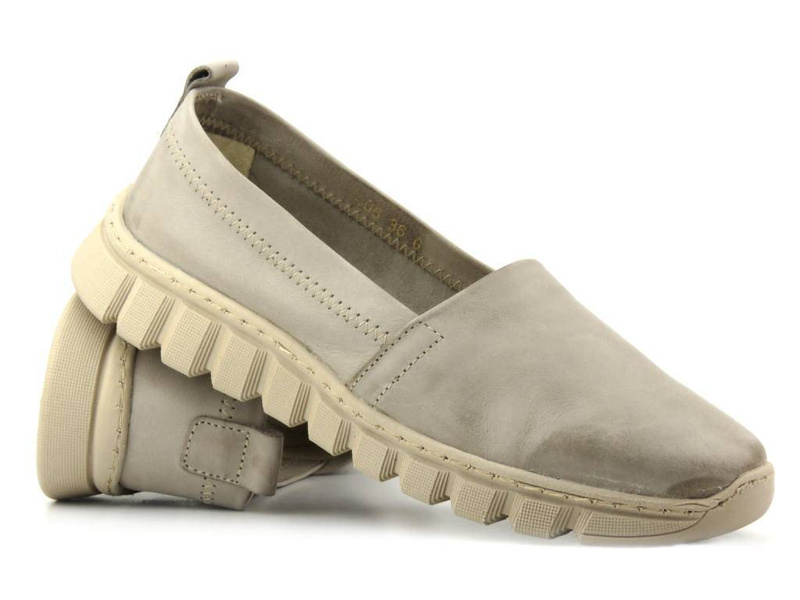 Kožené boty, dámské mokasíny na jaro a léto - HELIOS Komfort 405, šedá