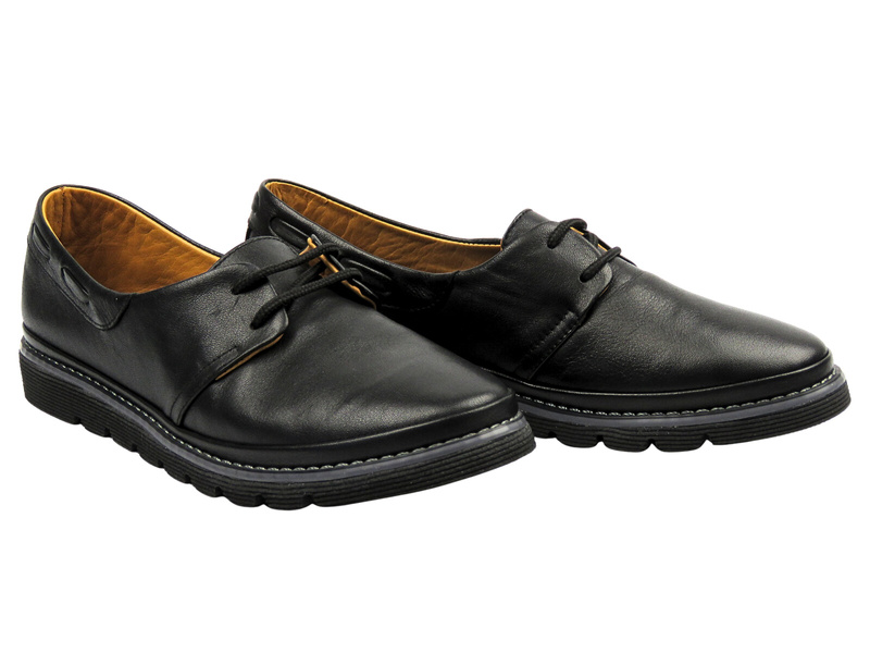 Pohodlné dámské polobotky z přírodní kůže 01067282, černé