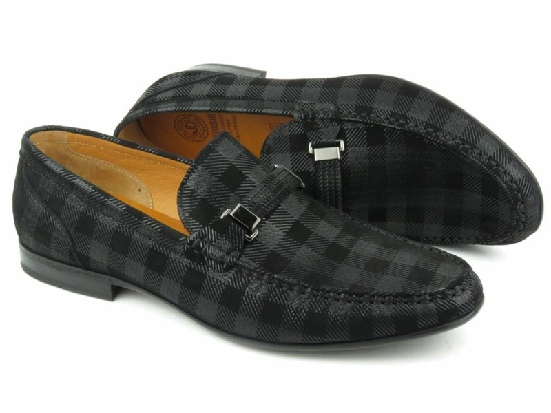 Elegantní pánské mokasíny JOHN DOUBARE 673A-15-H04, černé kostkované