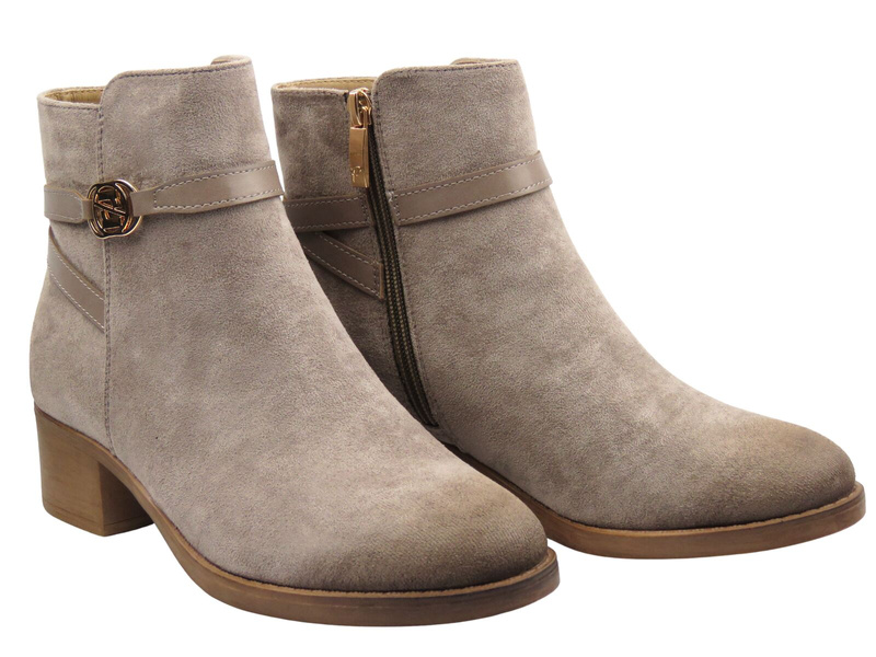 Dámské kotníkové boty na pohodlném podpatku hnědé – Potocki 25-12527