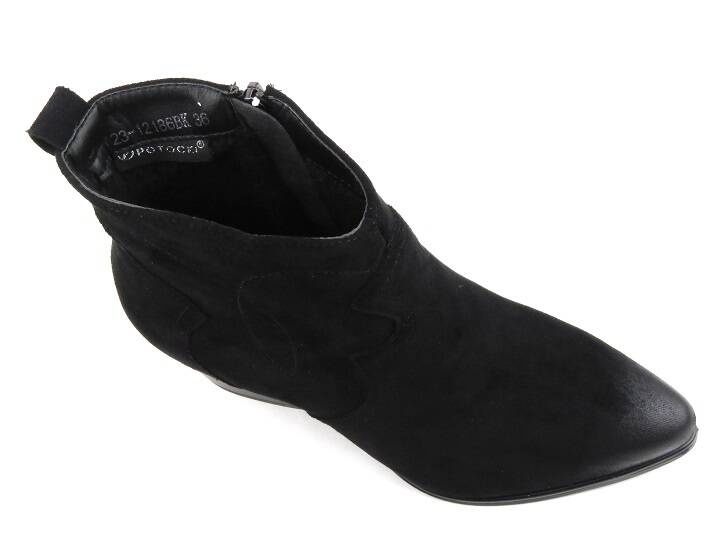 Dámské kotníkové boty na vysokém podpatku - Potocki 23-12186-černé