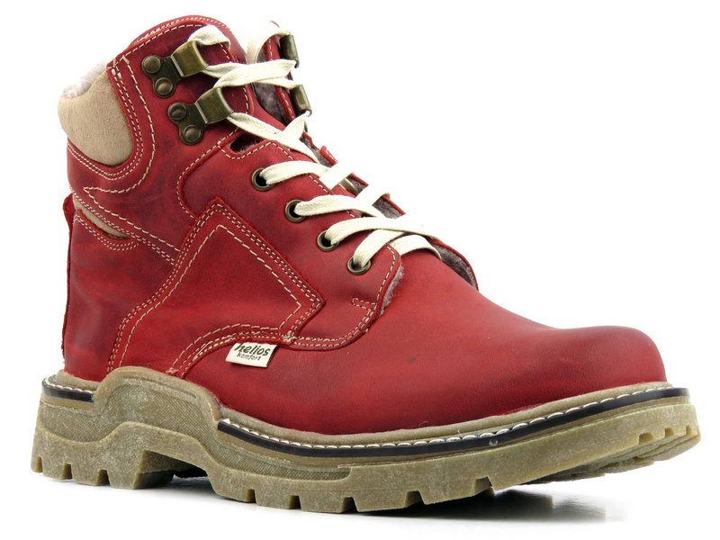 Pánské kožené boty zateplené vlnou - HELIOS Komfort 816, červené
