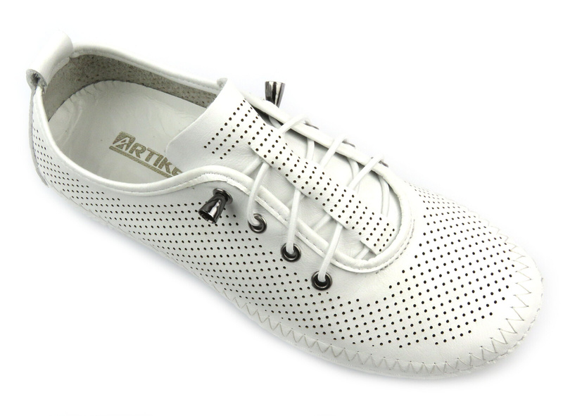 Dámské prolamované kožené polobotky - Artiker 54C0831, bílá