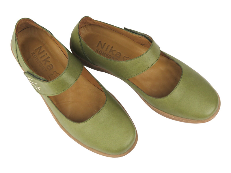 Pohodlné dámské polobotky z přírodní kůže Nika Komfort 0117-11804, khaki