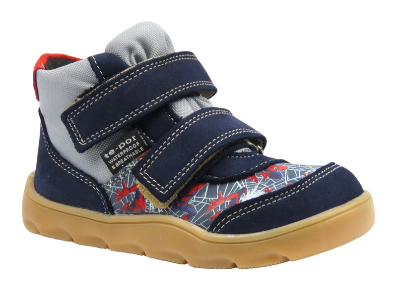 Dětské kotníkové boty a polobotky na suchý zip – Jamet 1124, modrá kožená