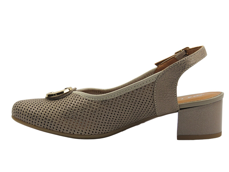 Kožené lodičky na podpatku – GALANT 3200, béžové