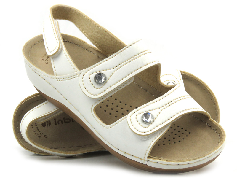Dámské sandály na suchý zip - INBLU 27, bílé