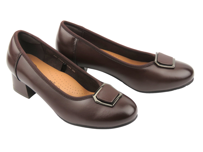 Elegantní kožené dámské lodičky Cambell 26-19413, hnědé