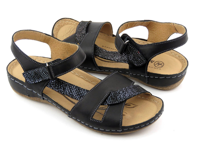 Pohodlné dámské sandály polské výroby - Helios Komfort 246, černé