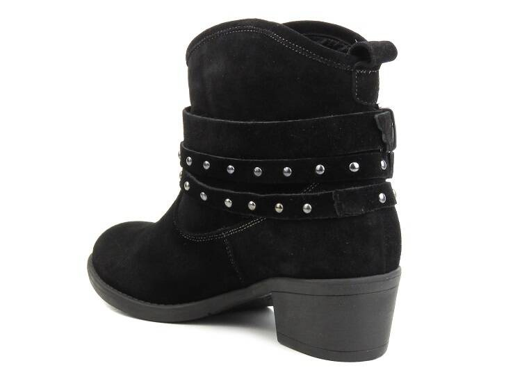 Semišové kotníkové boty, dámské kovbojské boty na stabilním podpatku - Venezia 0448318, černá