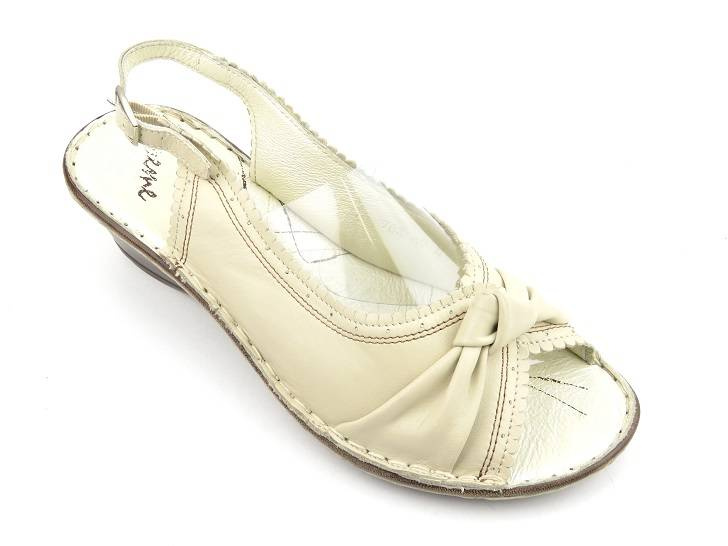 Dámské kožené sandály - Helios Komfort 783, krémové