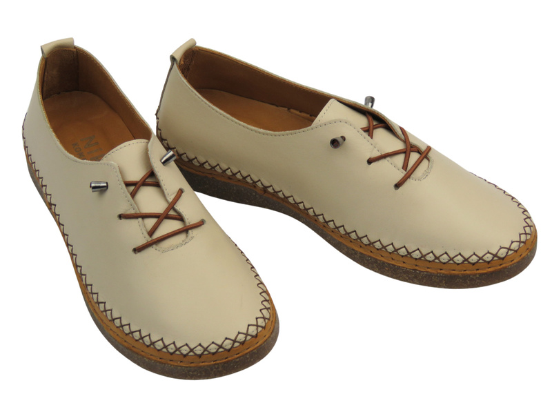 Kožené, dámské jarní polobotky – Nika Komfort H8205, světle šedé