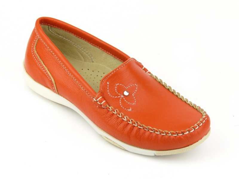 Kožené boty, mokasíny pro dívky - Helios 419, oranžová