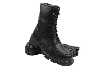 Venezia Dámské kožené boty W027LEBLOBB008 Black Zipped