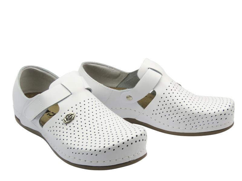 Dámské kožené polobotky bílé Leon 959