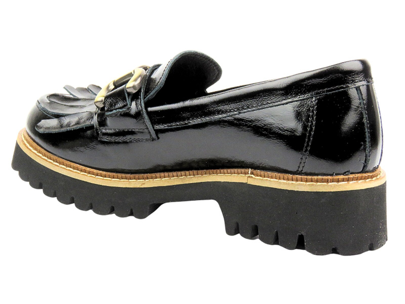 Dámské lakované lordy na silné platformě - VENEZIA 001770, černá