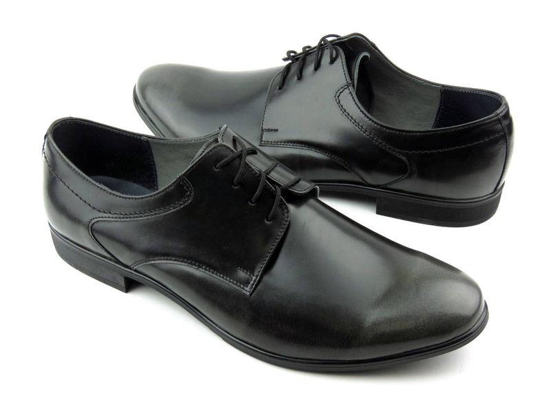 Kožená pánská společenská obuv MOSKAŁA A116, černá