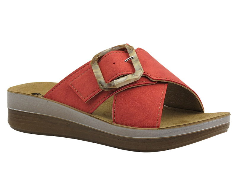 Dámské pantofle s přezkou červené INBLU FT-20