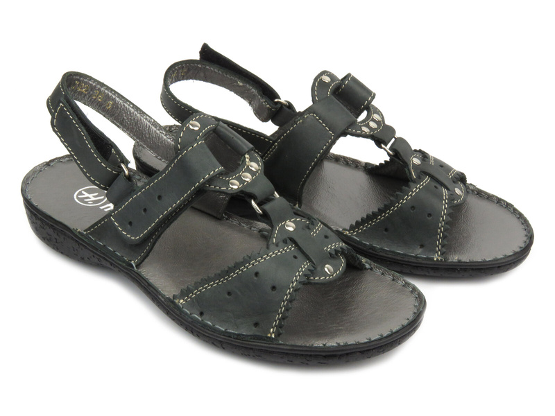 Dámské sandály z přírodní kůže - Helios 722, šedé