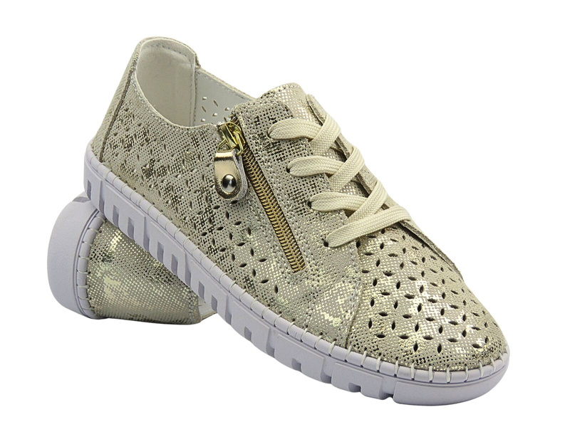 Dámské perforované polobotky - Evento 25SP18-8205, zlaté