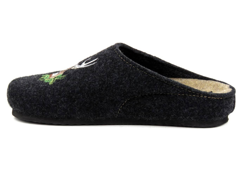 Pánské plstěné pantofle se vzorem jelena - BRINKMANN 220006-09, černé