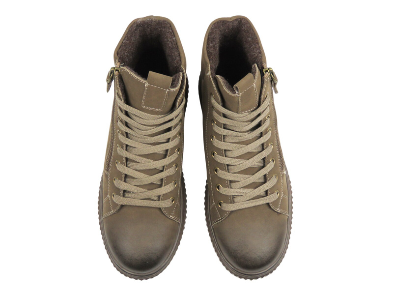 Dámské kožené kotníkové boty hnědé Cambell 25-19345