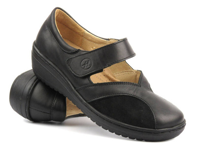 Dámská kožená polobotka na suchý zip - HELIOS Comfort 425, černá