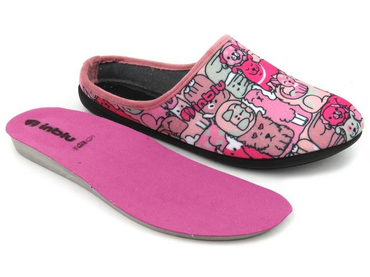 Dámské pantofle jako dárek - INBLU GF-12, růžové s pejsky