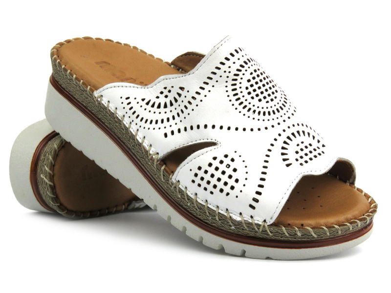 Dámské kožené žabky - Manitu 900119-03, bílá