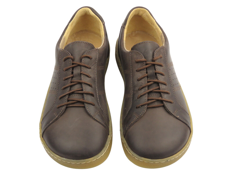 Barefoot kožené minimalistické pánské polobotky hnědé Helios Komfort 829