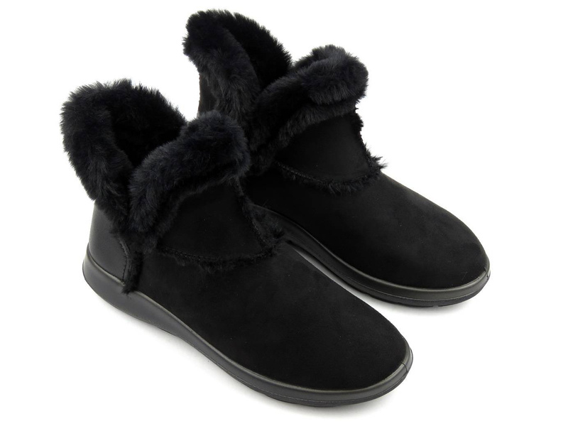 Teplé dámské kotníkové boty a la emu - Befado Dr Orto Casual 156D903, černé s kožíškem