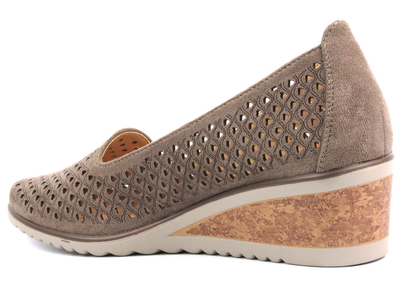 Dámské ažurové polobotky na platformách - Potocki 24-12306, khaki