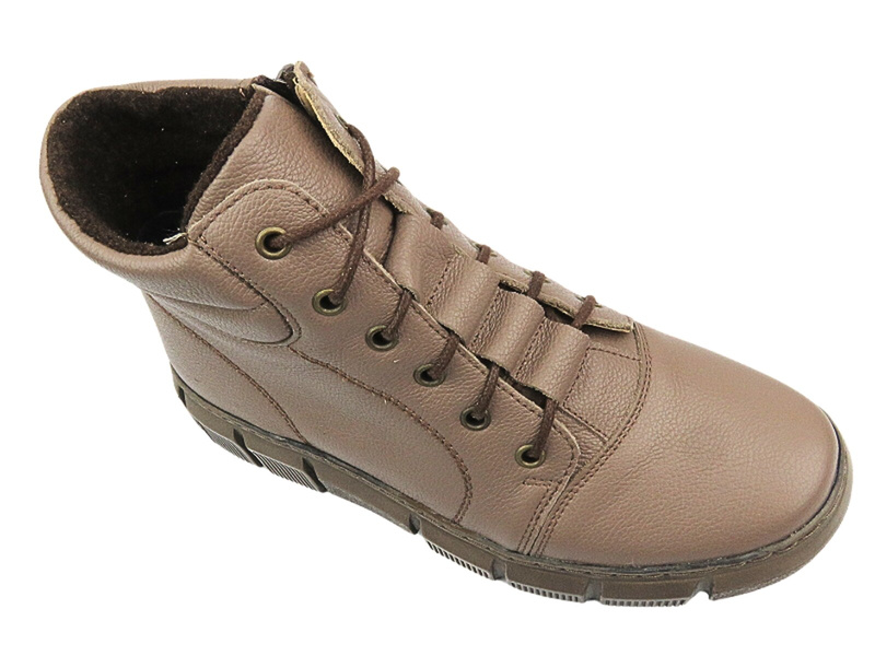 Dámské fleecové boty - HELIOS Comfort 562S Brown - zapínání na zip