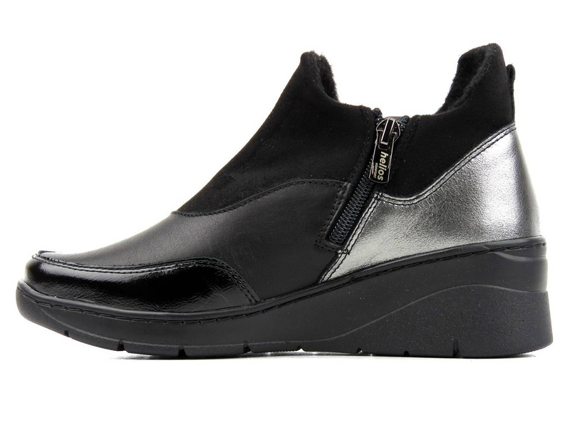 Dámské kožené kotníkové boty se zvýšenou podrážkou - HELIOS Komfort 540, černá 2