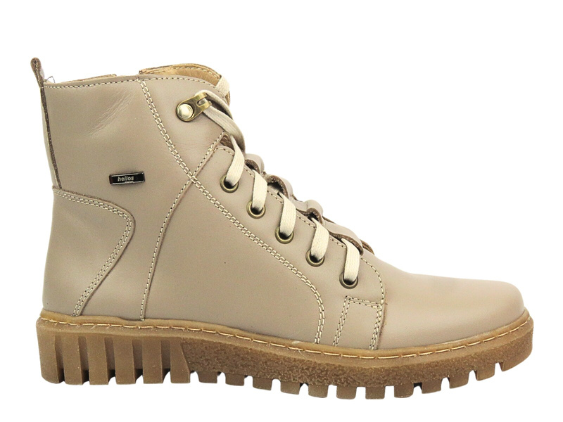 Kožené dámské boty HELIOS Comfort 577 Beige Lace-up Polish Brand