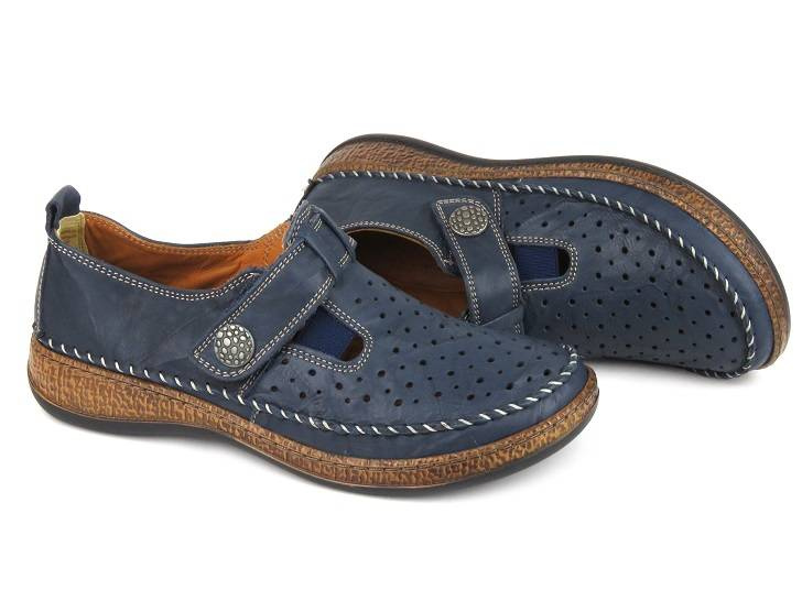 Dámské kožené jarní boty - Comfortabel 941861, tmavě modrá