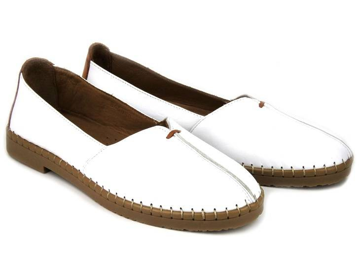 Kožené boty, dámské mokasíny - MANITU 840080-03, bílé