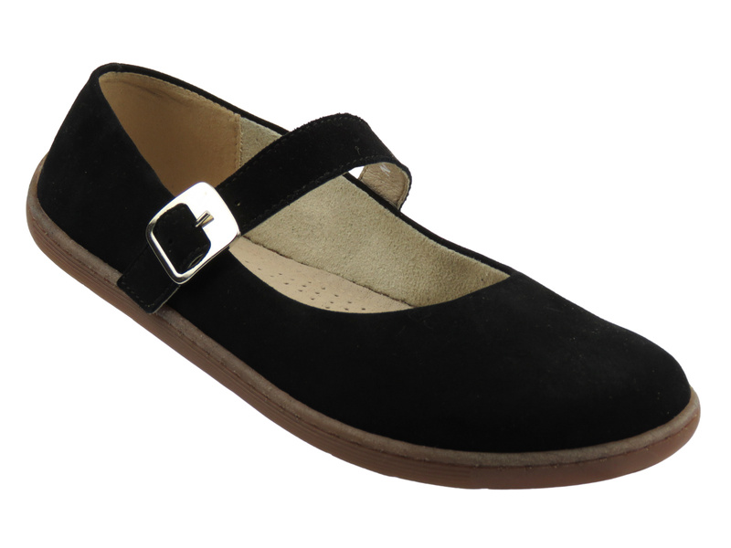 Barefoot kožené minimalistické dámské polobotky černé Nika Komfort 1445
