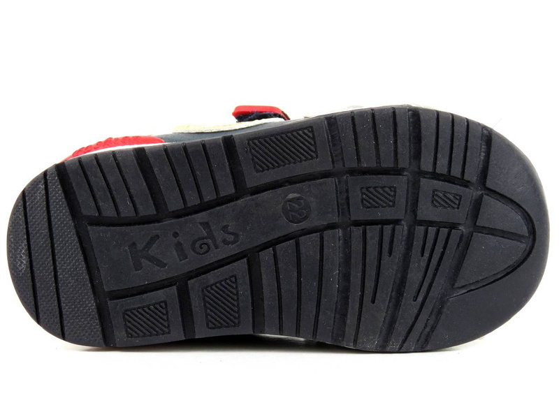 Dětské boty na suchý zip - AMERICAN CLUB 5318-03, šedá a tmavě modrá