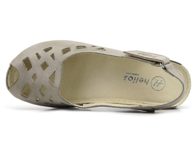 Dámské kožené sandály s výřezy - Helios Komfort 4027, šedé