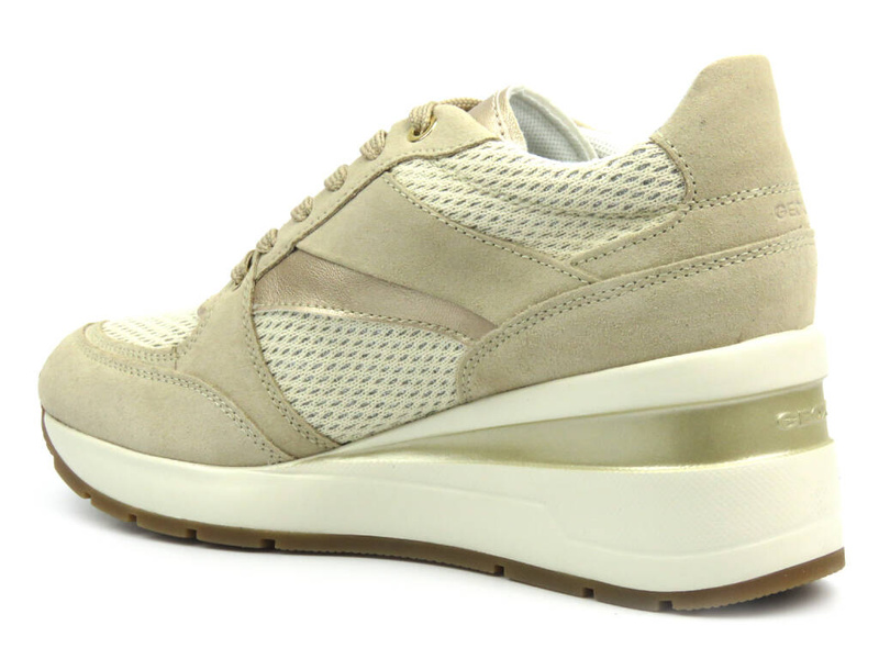 Dámské tenisky z přírodní kůže - GEOX Respira D368LA, béžová barva