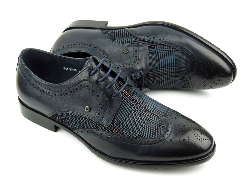 Vysoce kvalitní pánské boty ve stylu brogues a čepice - BROOMAN 913-20-93, tmavě modrá