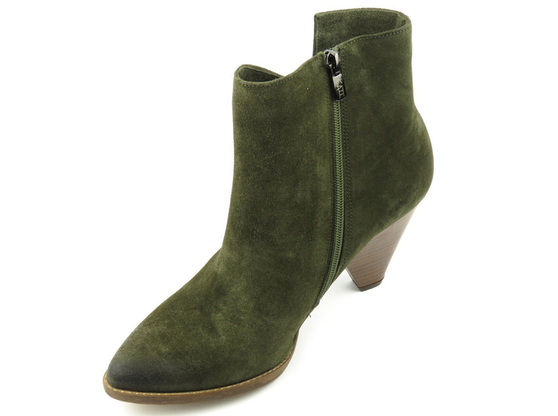 Semišové, zelené dámské kovbojské boty na vysokém podpatku - Kati 2837