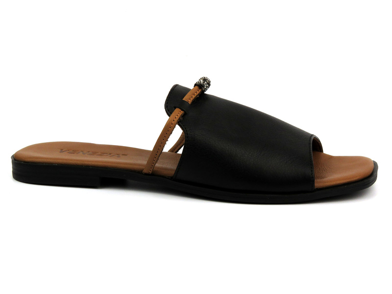 Dámské kožené žabky s plochou podrážkou - VENEZIA LUBE 334116, zlatá