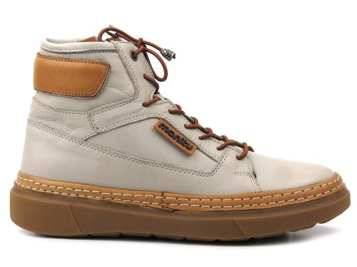 Dámské kotníkové boty z měkké kůže - MANITU 990354-09, béžová