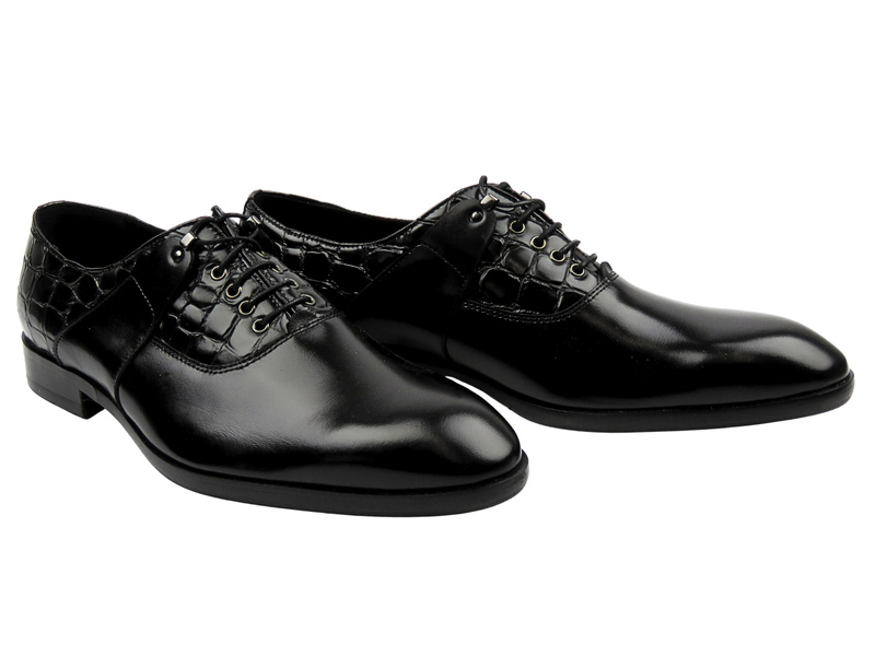 Kožené pánské společenské polobotky – CONHPOL 5836, černé