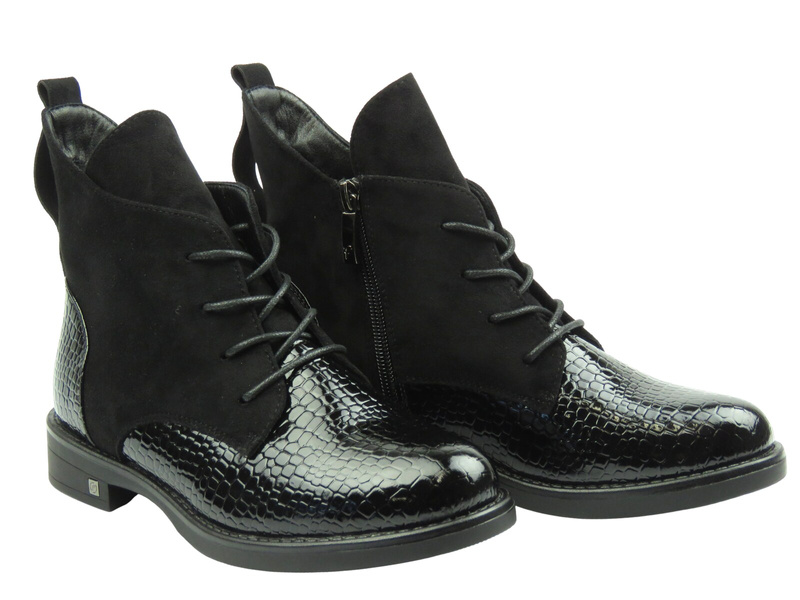 Zateplené dámské kotníkové boty černé Potocki 25-12080