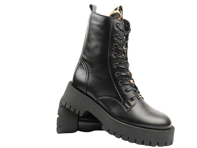 Dámské kožené boty - CheBello 4587 Black with Zipper 