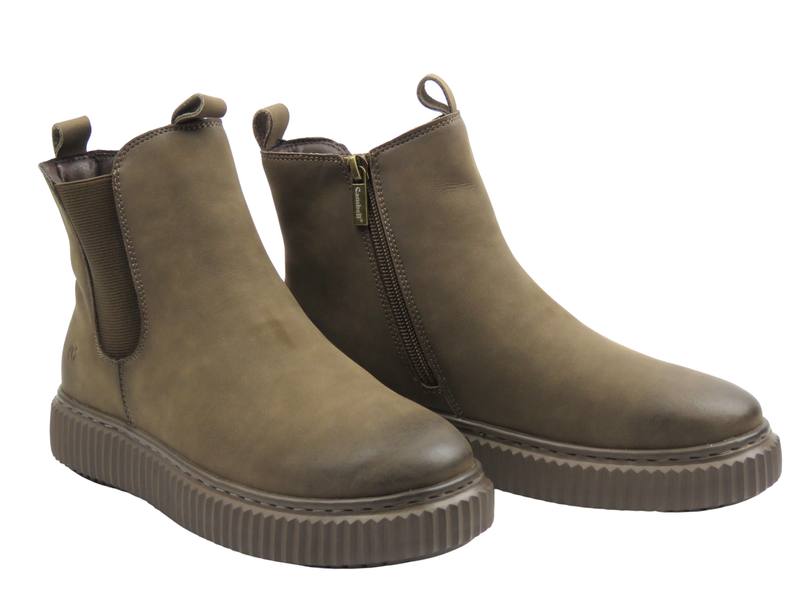 Dámské kožené kotníkové boty hnědé Cambell 25-19340