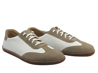 Barefoot kožené minimalistické dámské polobotky bílo-béžové Nika Komfort 1429